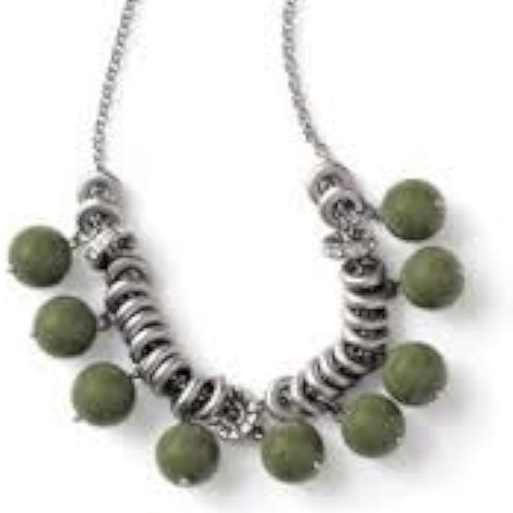 lia sophia OFFBEAT retired silver/olive Necklace 18-21” NEW🏷